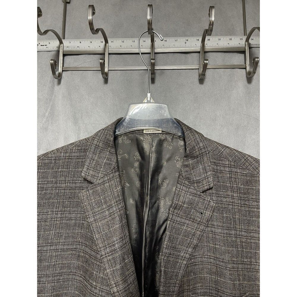 Joseph Abboud Blazer Men 54L Beige Brown Plaid Italian Fabric Nova Linen Luxury‎ - Picture 8 of 12